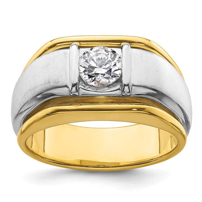 14K Bicolor Herrenring mit 0,75 ct. Labor-gezüchteten Diamanten VS/SI+ G+, poliert und satiniert