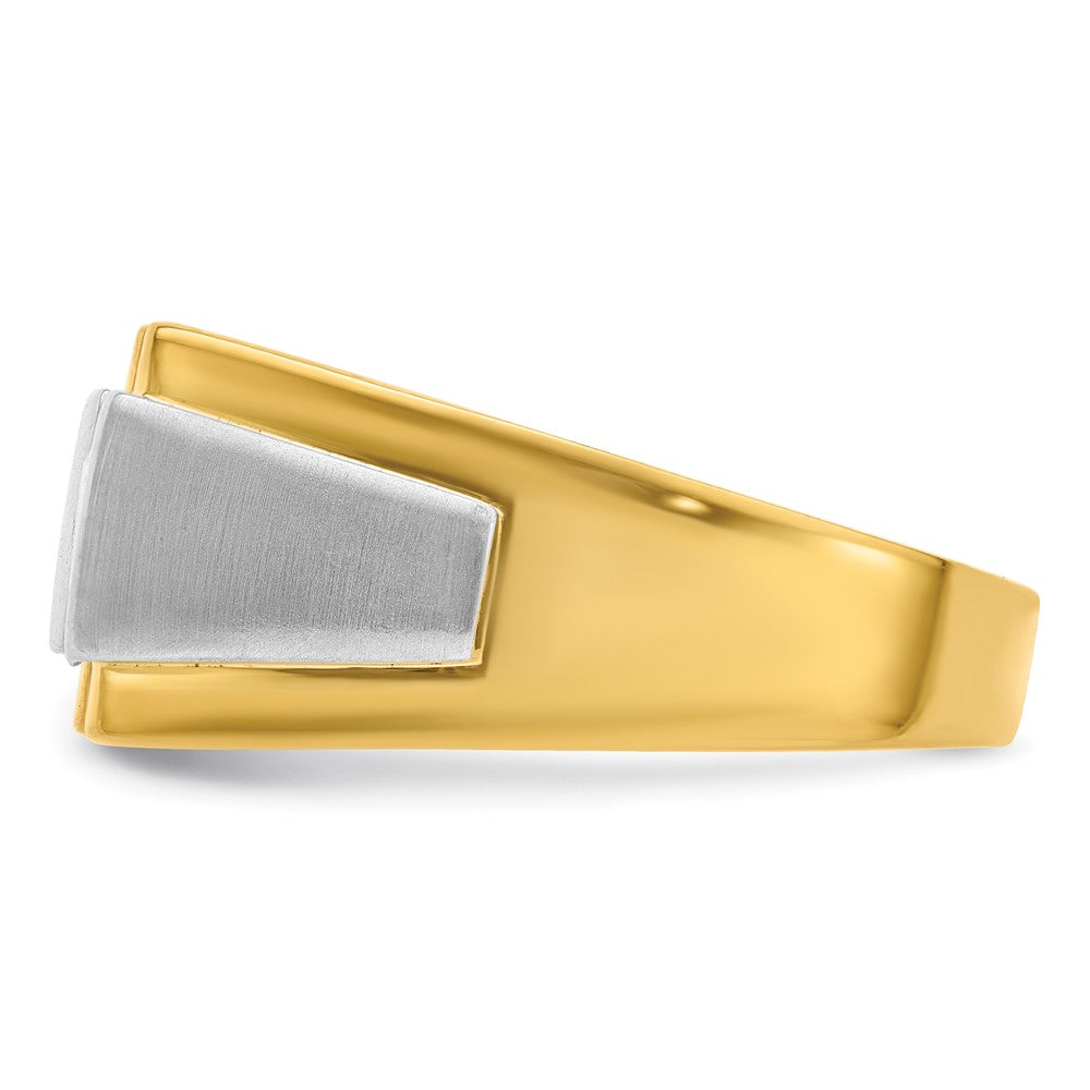 14K Bicolor Herrenring mit 1 ct. laborgezüchtetem Diamant VS/SI+ G+, poliert und satiniert