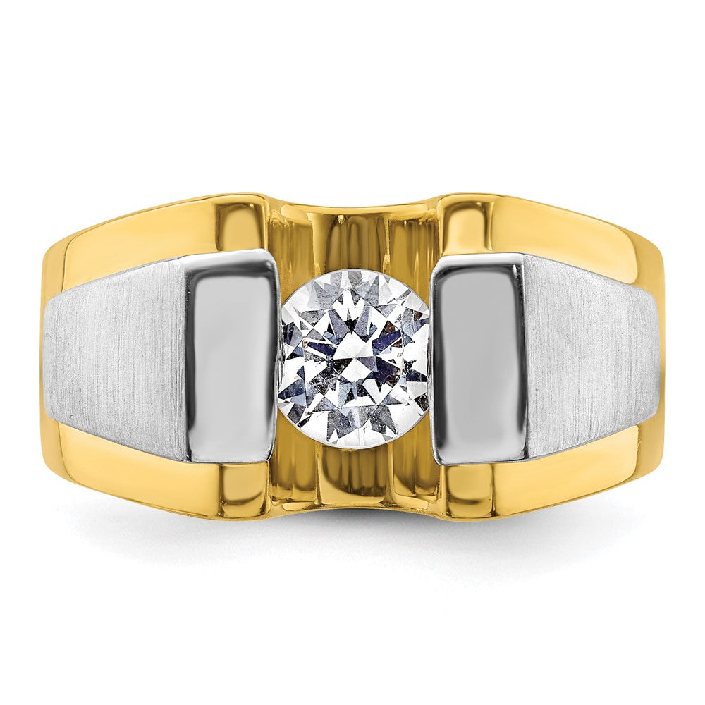 14K Bicolor Herrenring mit 1 ct. laborgezüchtetem Diamant VS/SI+ G+, poliert und satiniert
