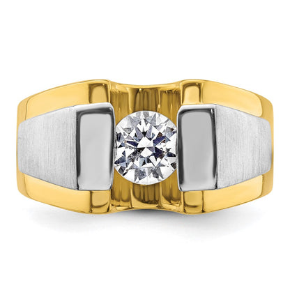 14K Bicolor Herrenring mit 1 ct. laborgezüchtetem Diamant VS/SI+ G+, poliert und satiniert