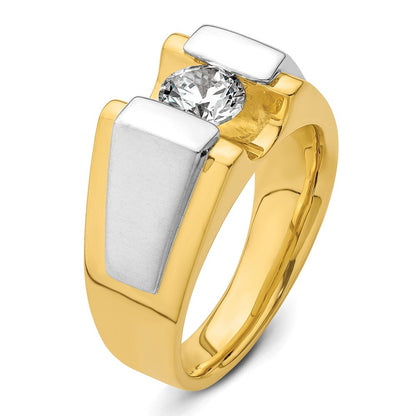 14K Bicolor Herrenring mit 1 ct. laborgezüchtetem Diamant VS/SI+ G+, poliert und satiniert