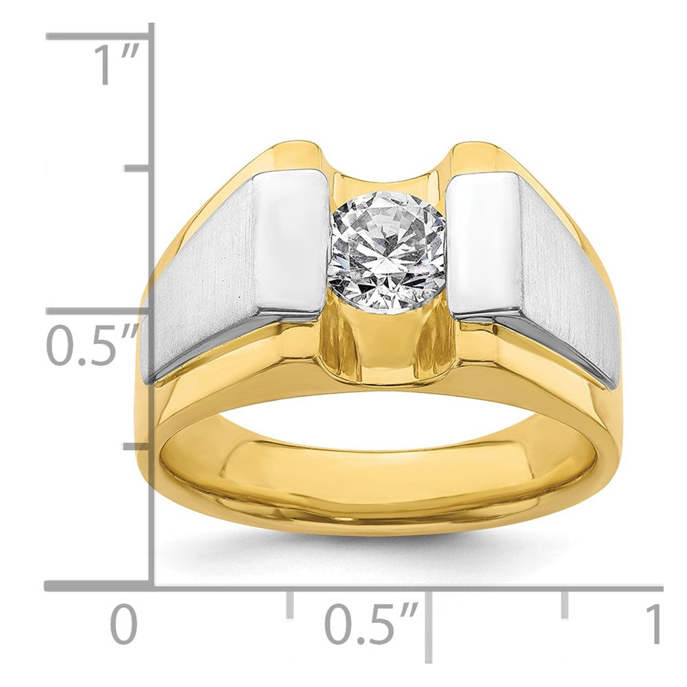 14K Bicolor Herrenring mit 1 ct. laborgezüchtetem Diamant VS/SI+ G+, poliert und satiniert