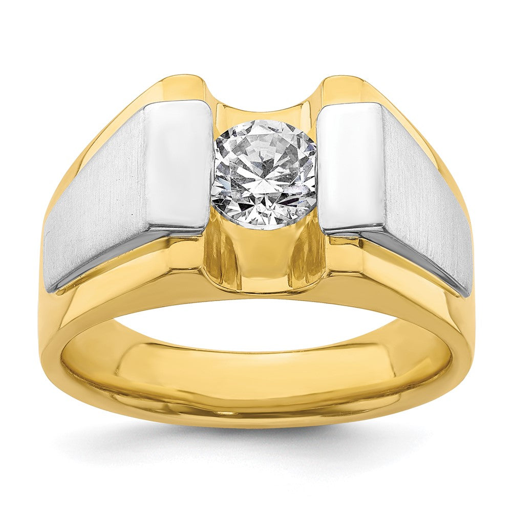 14K Bicolor Herrenring mit 1 ct. laborgezüchtetem Diamant VS/SI+ G+, poliert und satiniert