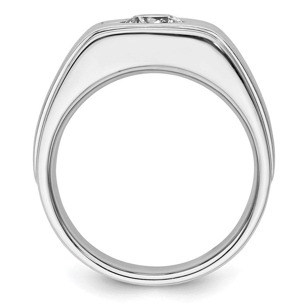 14K Weißgold Ring mit Schwarzrhodinierung, 1 ct. Laborgezüchtetem Diamant VS/SI+ G+, Satiniert, Herren