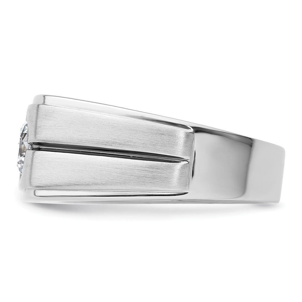14K Weißgold Ring mit Schwarzrhodinierung, 1 ct. Laborgezüchtetem Diamant VS/SI+ G+, Satiniert, Herren