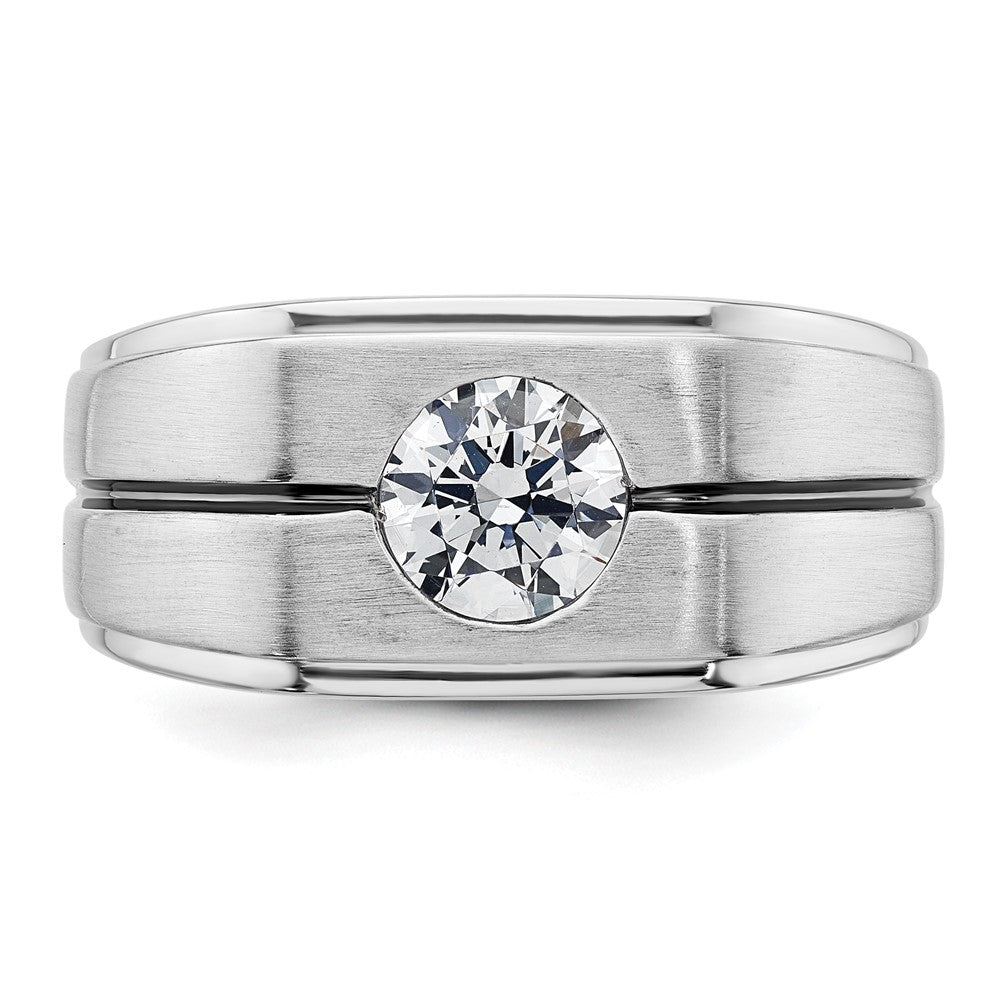14K Weißgold Ring mit Schwarzrhodinierung, 1 ct. Laborgezüchtetem Diamant VS/SI+ G+, Satiniert, Herren