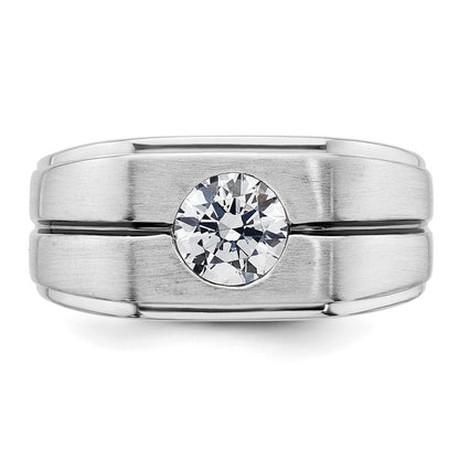 14K Weißgold Ring mit Schwarzrhodinierung, 1 ct. Laborgezüchtetem Diamant VS/SI+ G+, Satiniert, Herren