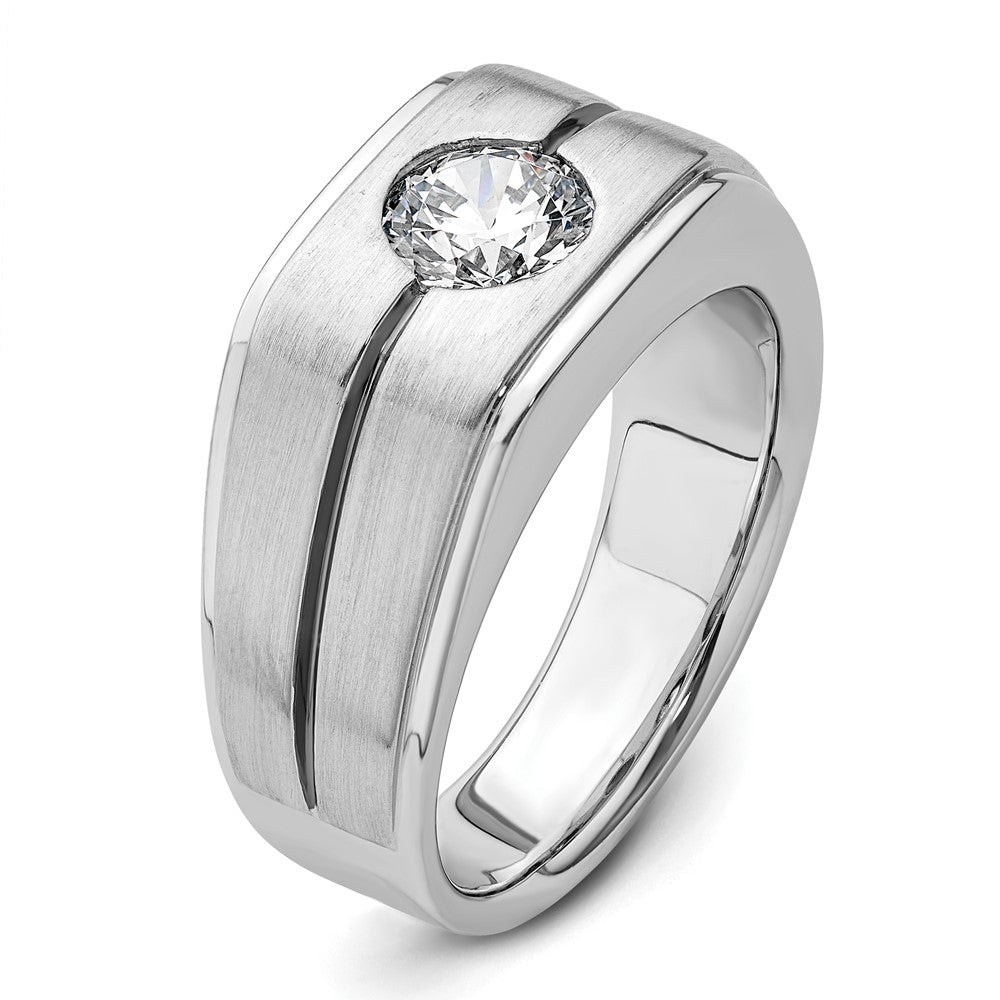 14K Weißgold Ring mit Schwarzrhodinierung, 1 ct. Laborgezüchtetem Diamant VS/SI+ G+, Satiniert, Herren
