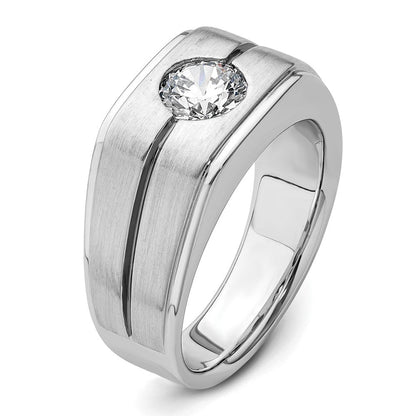 14K Weißgold Ring mit Schwarzrhodinierung, 1 ct. Laborgezüchtetem Diamant VS/SI+ G+, Satiniert, Herren