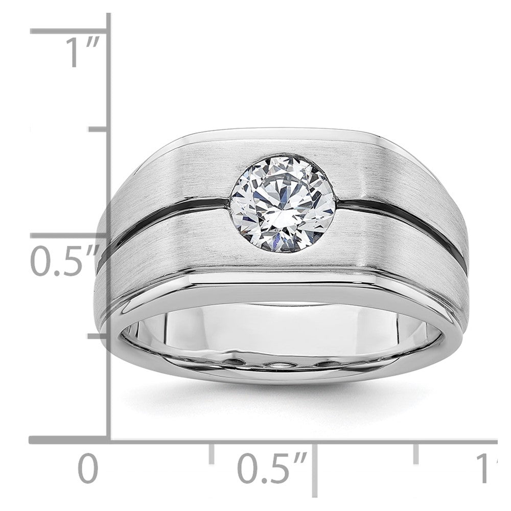 14K Weißgold Ring mit Schwarzrhodinierung, 1 ct. Laborgezüchtetem Diamant VS/SI+ G+, Satiniert, Herren