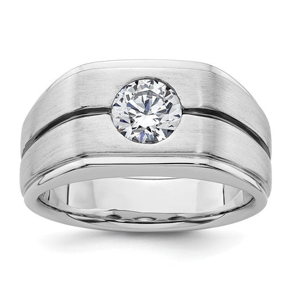 14K Weißgold Ring mit Schwarzrhodinierung, 1 ct. Laborgezüchtetem Diamant VS/SI+ G+, Satiniert, Herren