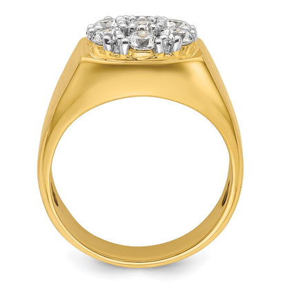 14K Bicolor Herren-Cluster-Ring mit 1,375 ct. Labor gezüchteten Diamanten, VS/SI+ G+, komplett