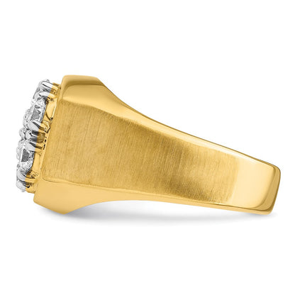 14K Bicolor Herren-Cluster-Ring mit 1,375 ct. Labor gezüchteten Diamanten, VS/SI+ G+, komplett