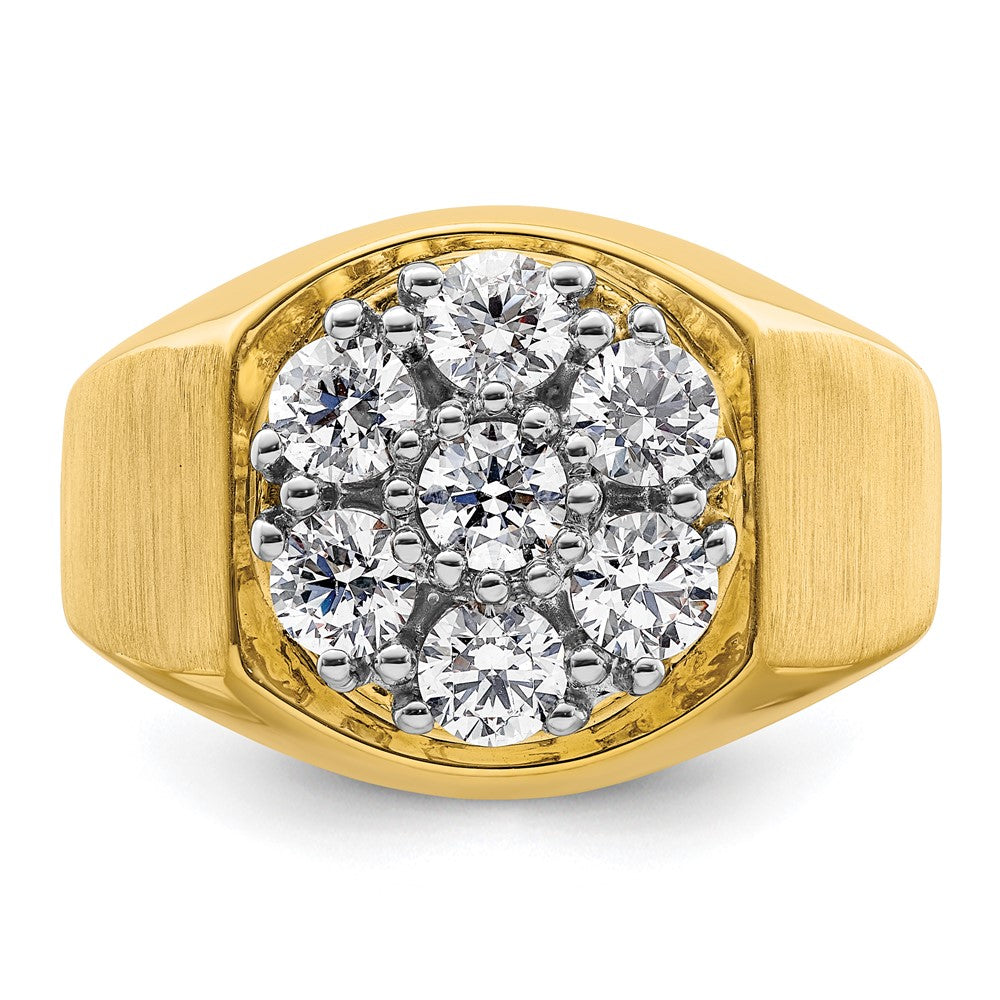 14K Bicolor Herren-Cluster-Ring mit 1,375 ct. Labor gezüchteten Diamanten, VS/SI+ G+, komplett