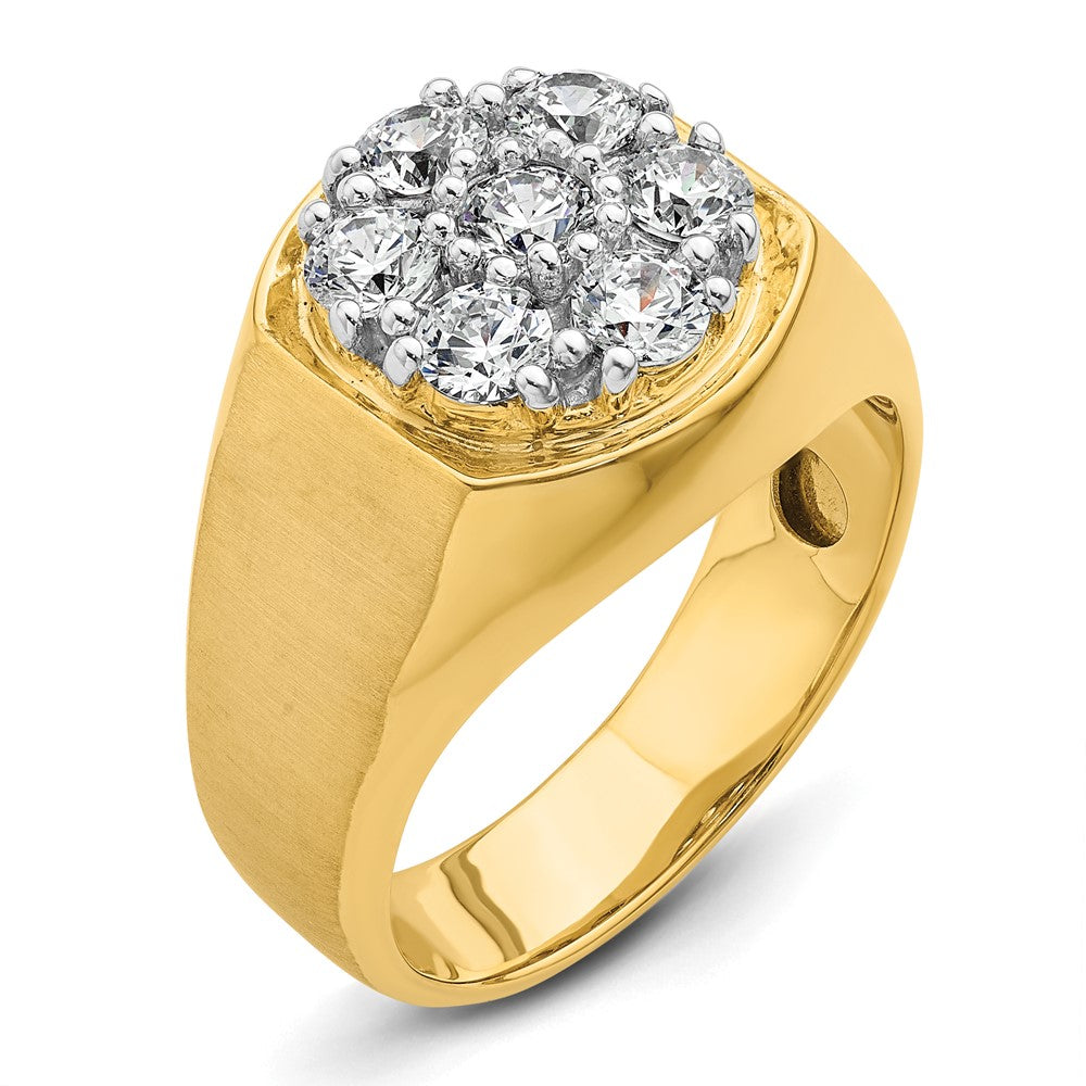 14K Bicolor Herren-Cluster-Ring mit 1,375 ct. Labor gezüchteten Diamanten, VS/SI+ G+, komplett