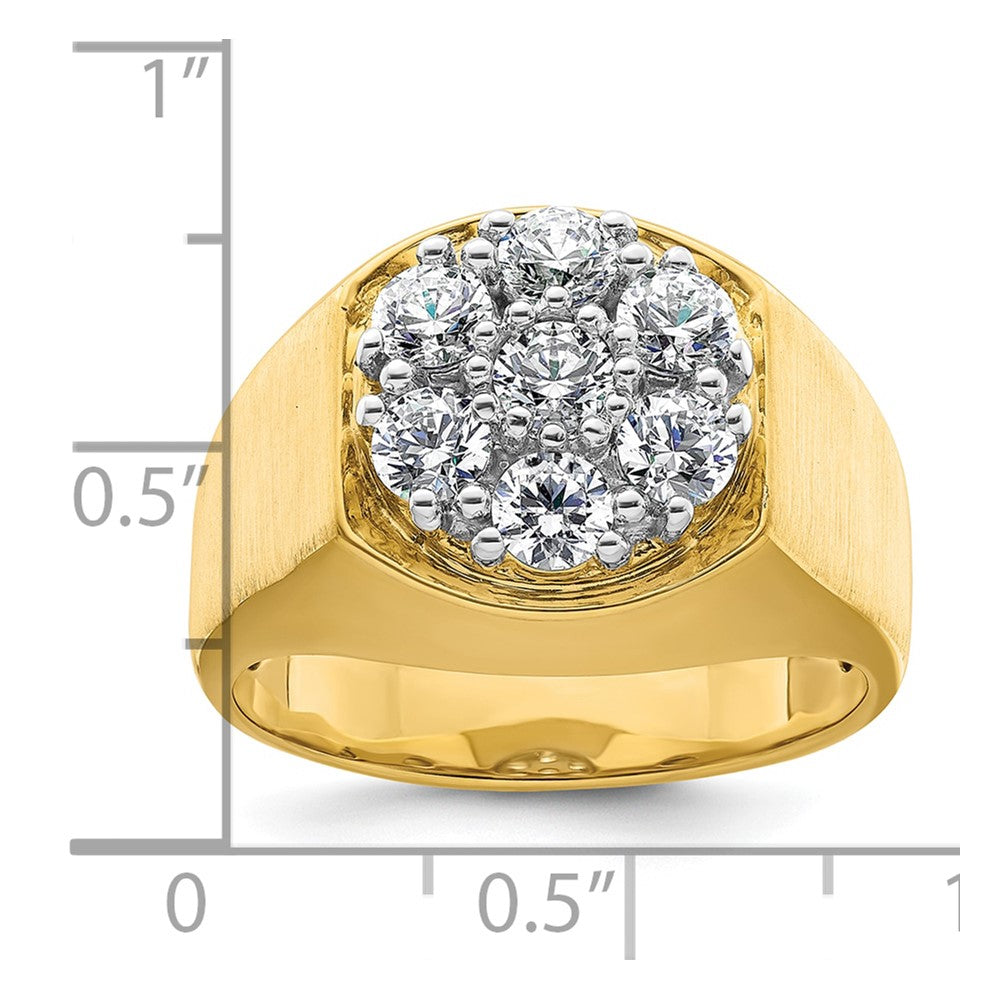 14K Bicolor Herren-Cluster-Ring mit 1,375 ct. Labor gezüchteten Diamanten, VS/SI+ G+, komplett