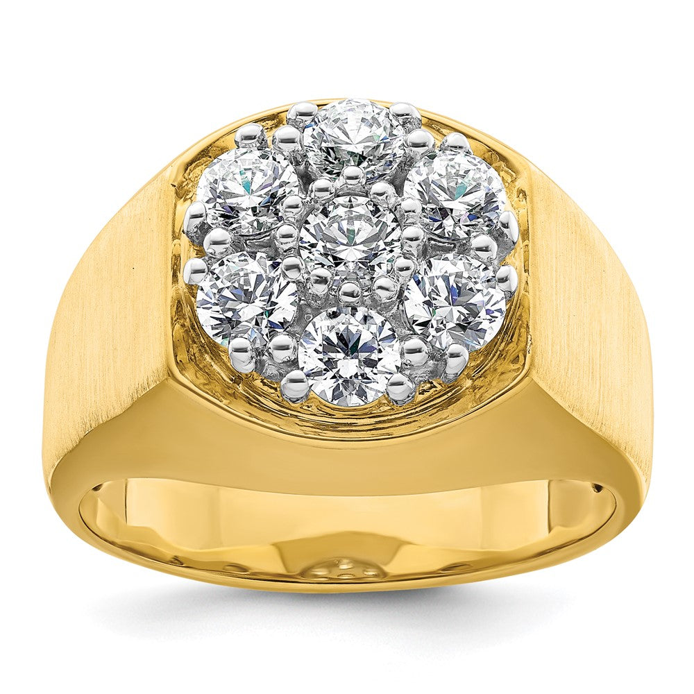 14K Bicolor Herren-Cluster-Ring mit 1,375 ct. Labor gezüchteten Diamanten, VS/SI+ G+, komplett
