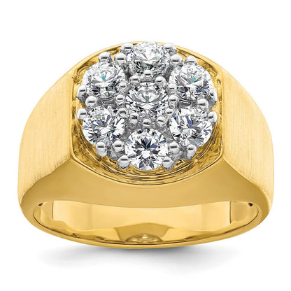 14K Bicolor Herren-Cluster-Ring mit 1,375 ct. Labor gezüchteten Diamanten, VS/SI+ G+, komplett