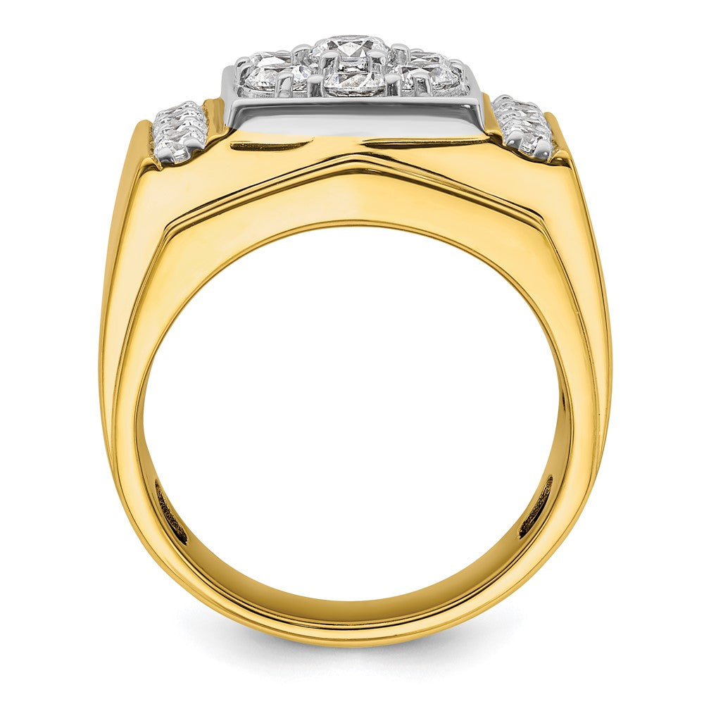 14K Bicolor Ring mit 1,75 ct. gezüchteten Diamanten, VS/SI+, G+, für Herren, poliert und satiniert, Cluster-Fassung