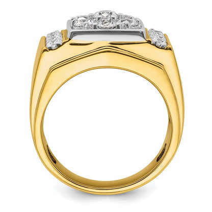 14K Bicolor Ring mit 1,75 ct. gezüchteten Diamanten, VS/SI+, G+, für Herren, poliert und satiniert, Cluster-Fassung