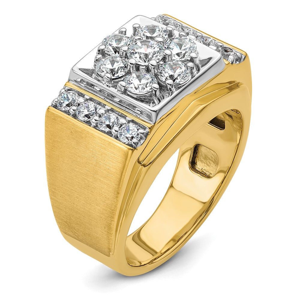 14K Bicolor Ring mit 1,75 ct. gezüchteten Diamanten, VS/SI+, G+, für Herren, poliert und satiniert, Cluster-Fassung