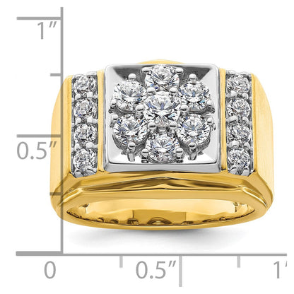 14K Bicolor Ring mit 1,75 ct. gezüchteten Diamanten, VS/SI+, G+, für Herren, poliert und satiniert, Cluster-Fassung
