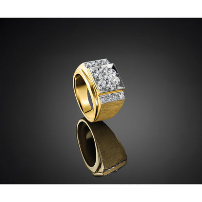 14K Bicolor Ring mit 1,75 ct. gezüchteten Diamanten, VS/SI+, G+, für Herren, poliert und satiniert, Cluster-Fassung