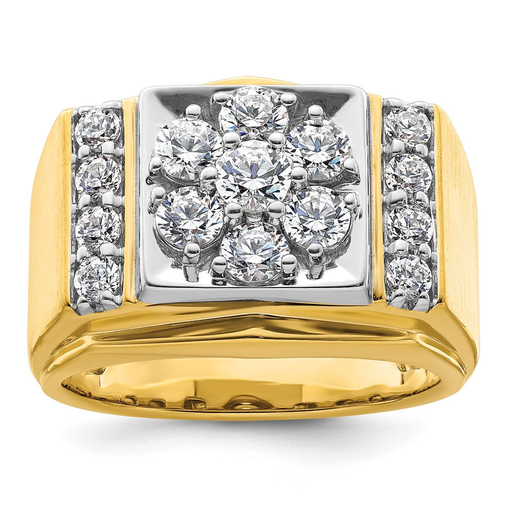 14K Bicolor Ring mit 1,75 ct. gezüchteten Diamanten, VS/SI+, G+, für Herren, poliert und satiniert, Cluster-Fassung