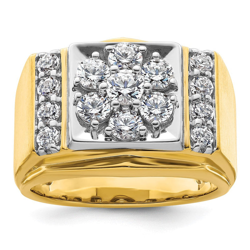 14K Bicolor Ring mit 1,75 ct. gezüchteten Diamanten, VS/SI+, G+, für Herren, poliert und satiniert, Cluster-Fassung