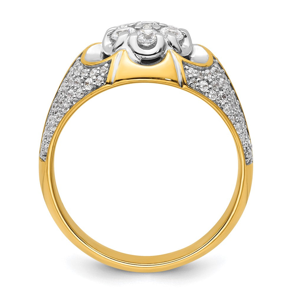 14K Bicolor Ring mit 1,25 ct. im Cluster-Design gefassten Labor-gewachsenen Diamanten VS/SI+ G+ für Herren