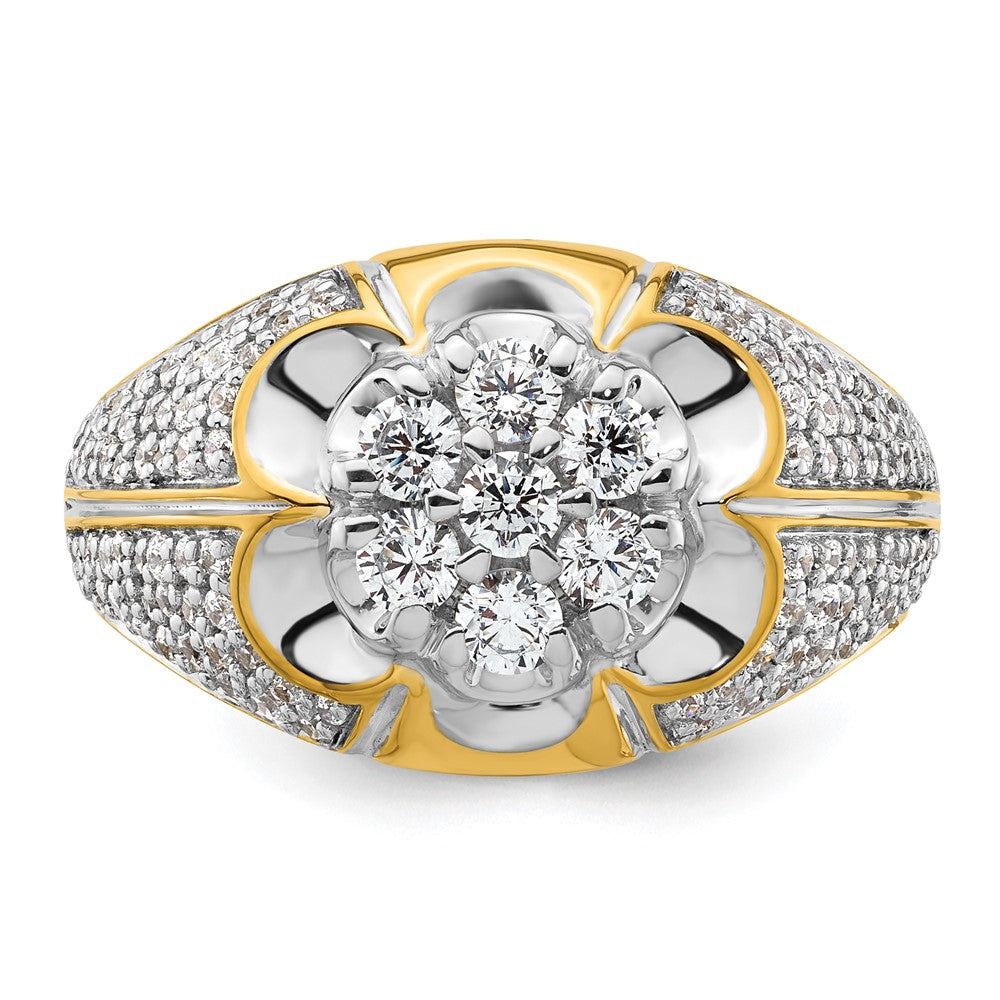 14K Bicolor Ring mit 1,25 ct. im Cluster-Design gefassten Labor-gewachsenen Diamanten VS/SI+ G+ für Herren