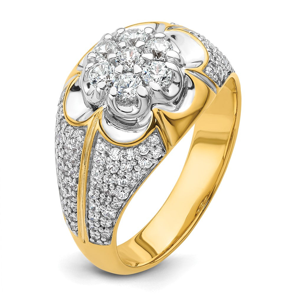 14K Bicolor Ring mit 1,25 ct. im Cluster-Design gefassten Labor-gewachsenen Diamanten VS/SI+ G+ für Herren