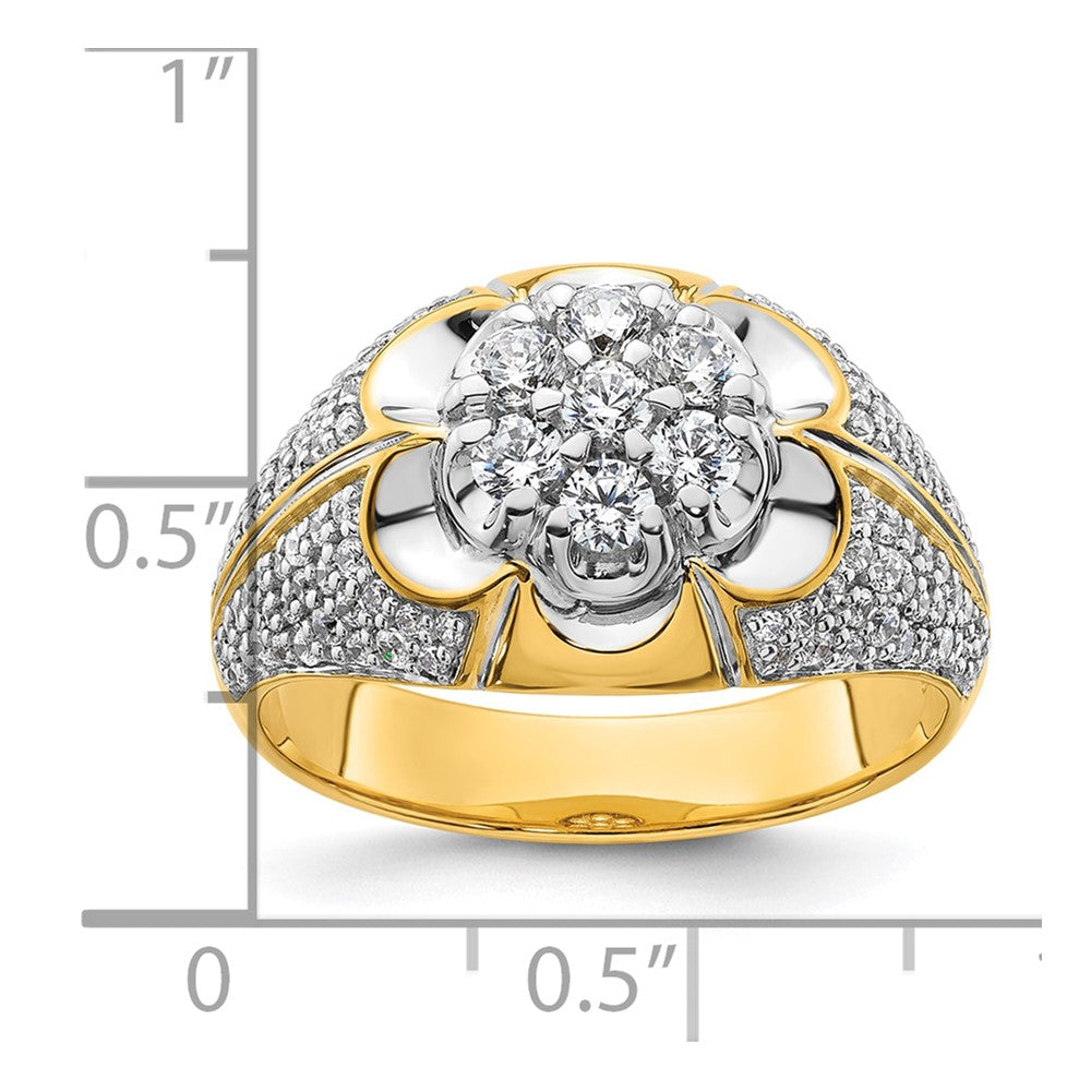 14K Bicolor Ring mit 1,25 ct. im Cluster-Design gefassten Labor-gewachsenen Diamanten VS/SI+ G+ für Herren