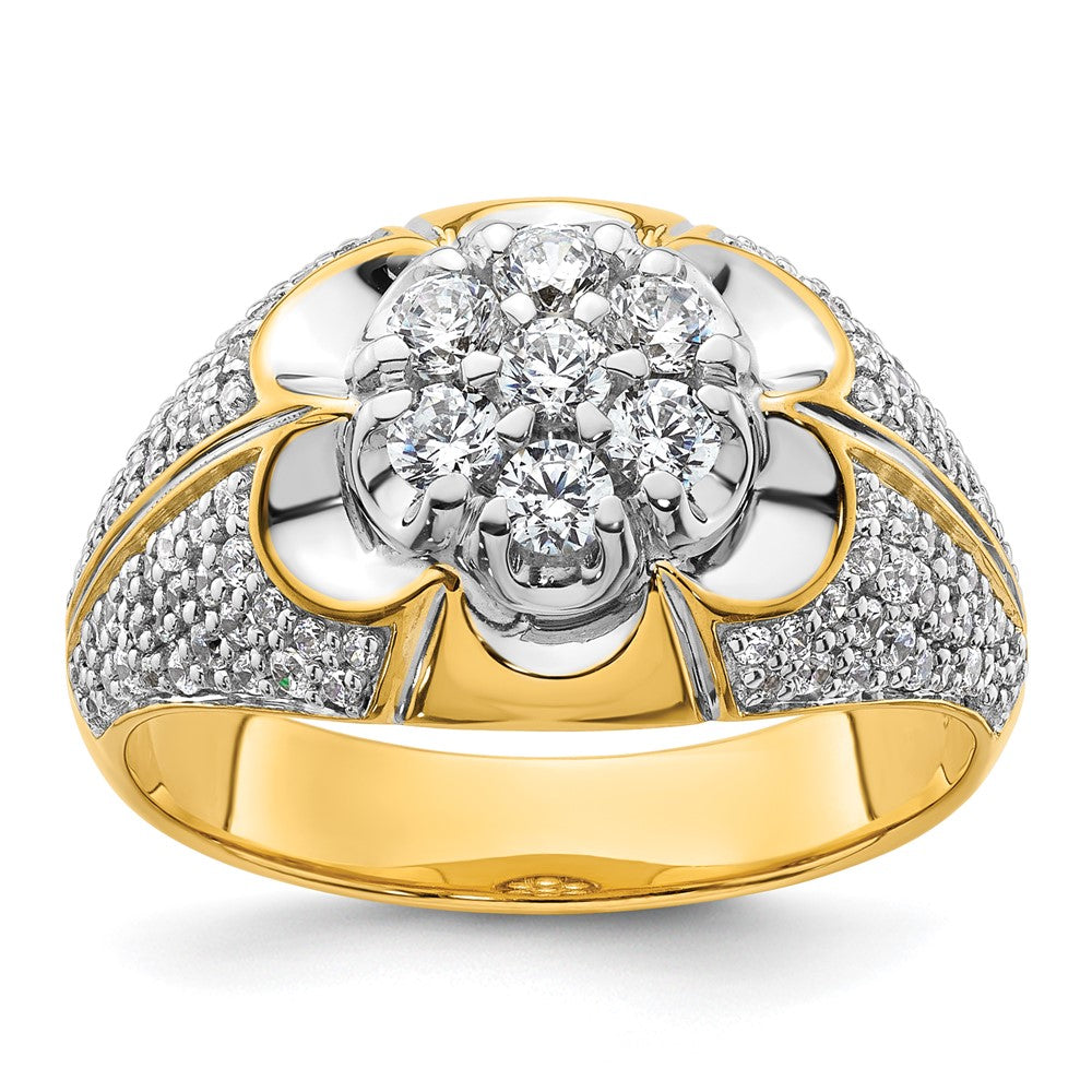14K Bicolor Ring mit 1,25 ct. im Cluster-Design gefassten Labor-gewachsenen Diamanten VS/SI+ G+ für Herren