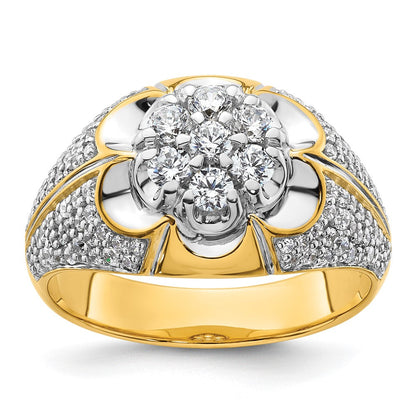 14K Bicolor Ring mit 1,25 ct. im Cluster-Design gefassten Labor-gewachsenen Diamanten VS/SI+ G+ für Herren