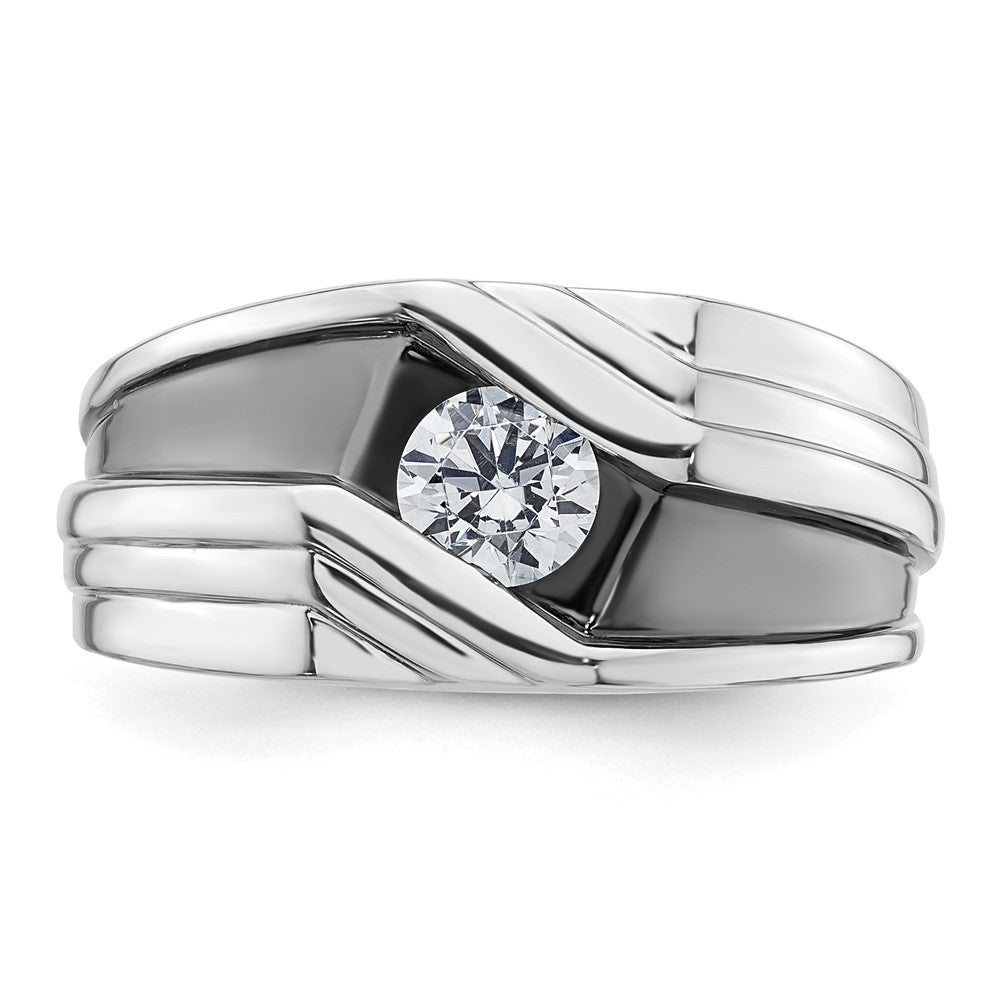 14K Weißgold Ring mit Schwarzrhodinierung, 0,375 ct. Labor-gezüchteten Diamanten, VS/SI+ G+, satiniert, für Herren