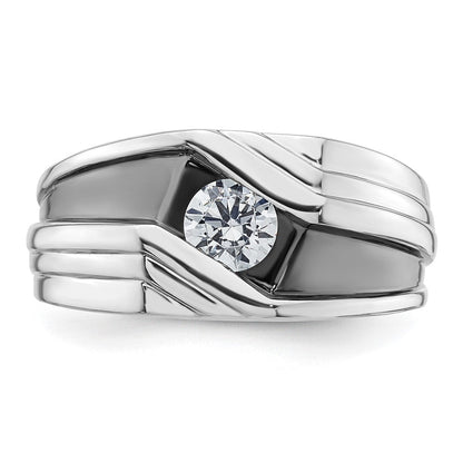 14K Weißgold Ring mit Schwarzrhodinierung, 0,375 ct. Labor-gezüchteten Diamanten, VS/SI+ G+, satiniert, für Herren
