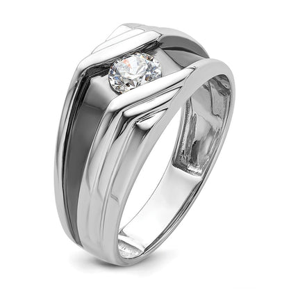 14K Weißgold Ring mit Schwarzrhodinierung, 0,375 ct. Labor-gezüchteten Diamanten, VS/SI+ G+, satiniert, für Herren