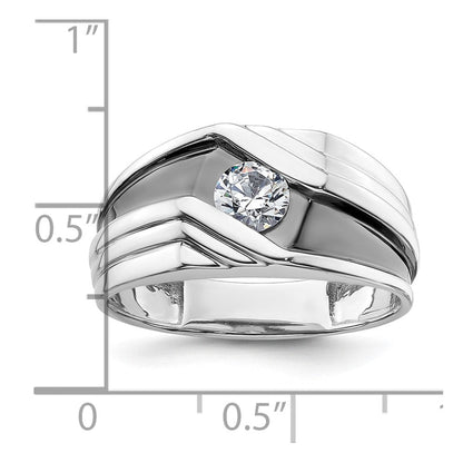 14K Weißgold Ring mit Schwarzrhodinierung, 0,375 ct. Labor-gezüchteten Diamanten, VS/SI+ G+, satiniert, für Herren