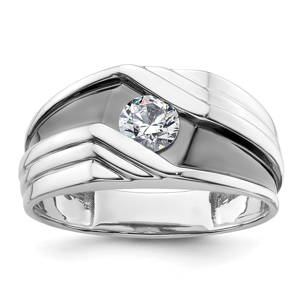14K Weißgold Ring mit Schwarzrhodinierung, 0,375 ct. Labor-gezüchteten Diamanten, VS/SI+ G+, satiniert, für Herren