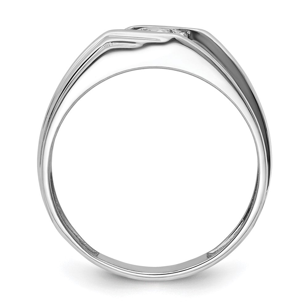 14K Weißgold Herrenring mit Schwarzrhodium und 0,5 ct. laborgezüchtetem Diamant, VS/SI+ G+, Satinfinish