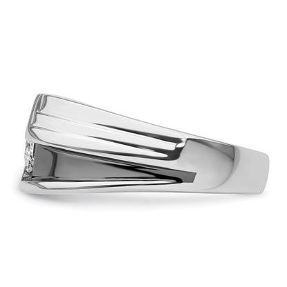 14K Weißgold Herrenring mit Schwarzrhodium und 0,5 ct. laborgezüchtetem Diamant, VS/SI+ G+, Satinfinish