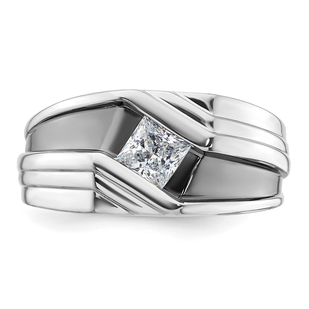14K Weißgold Herrenring mit Schwarzrhodium und 0,5 ct. laborgezüchtetem Diamant, VS/SI+ G+, Satinfinish