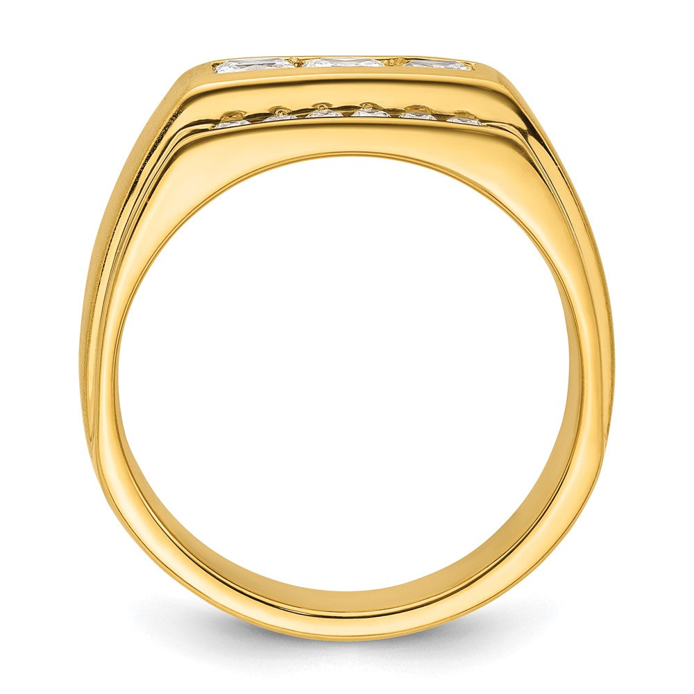 14K Gelbgold Herrenring mit 1,125 ct. im Labor gezüchteten Diamanten VS/SI+ G+, poliert und satiniert