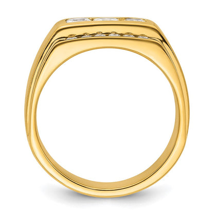 14K Gelbgold Herrenring mit 1,125 ct. im Labor gezüchteten Diamanten VS/SI+ G+, poliert und satiniert