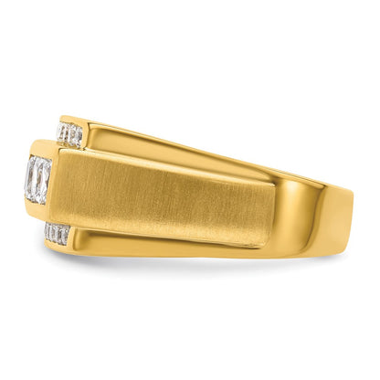 14K Gelbgold Herrenring mit 1,125 ct. im Labor gezüchteten Diamanten VS/SI+ G+, poliert und satiniert