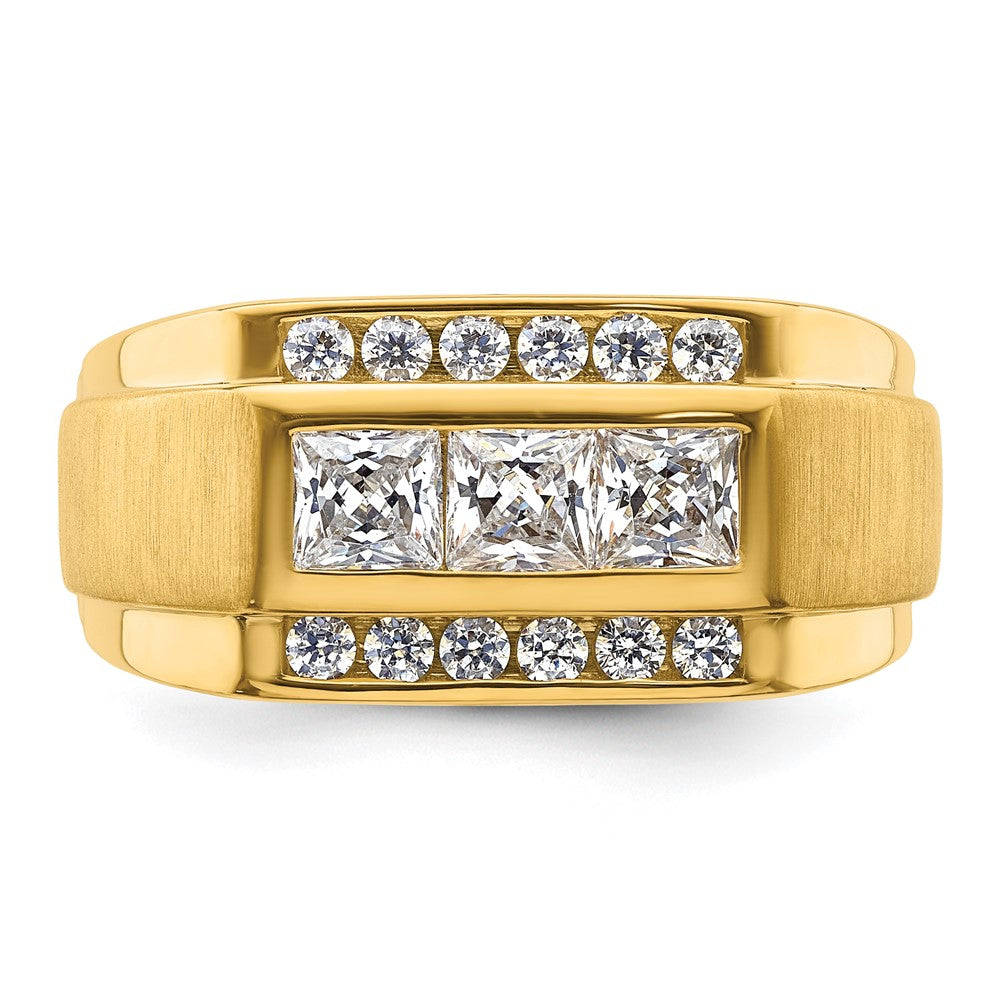 14K Gelbgold Herrenring mit 1,125 ct. im Labor gezüchteten Diamanten VS/SI+ G+, poliert und satiniert