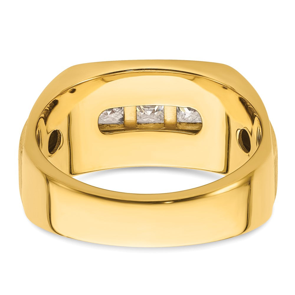 14K Gelbgold Herrenring mit 1,125 ct. im Labor gezüchteten Diamanten VS/SI+ G+, poliert und satiniert