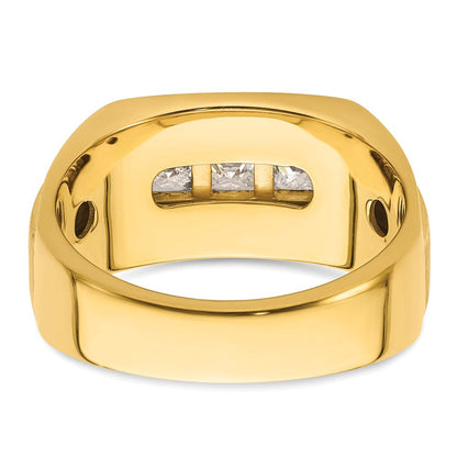 14K Gelbgold Herrenring mit 1,125 ct. im Labor gezüchteten Diamanten VS/SI+ G+, poliert und satiniert