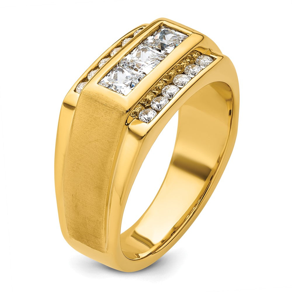 14K Gelbgold Herrenring mit 1,125 ct. im Labor gezüchteten Diamanten VS/SI+ G+, poliert und satiniert